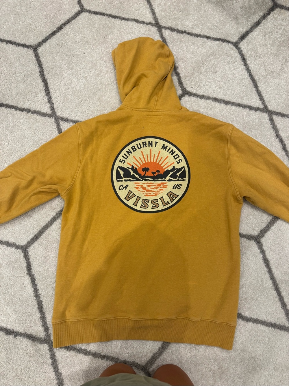 VISSLA Men’s Mustard Yellow Zip-Up Hoodie with Back Graphic